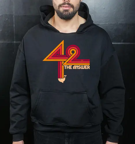 42 The Ultimate Answer - sci fi, 42, book, book lover, bookworm, geek, movies, nerd, nostalgia, outer space, science fiction, space, universe, pop culture, reading - Cropped Hoodie