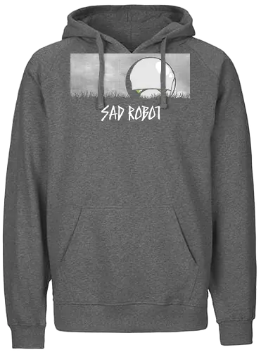 Sad Robot - Der deprimierte kleine Bot im Feld - sad robot art, Hitchhiker's Guide Galaxy, depressed robot tshirt, paranoid android art, sci-fi humor shirt, retro robot geek art, halftone robot print, melancholy robot art, classic sci-fi geek, funny robot clothing, nerd humor tshirt, robot in grass art, vintage sci-fi print, gloomy robot design, geek culture clothing, space robot sad art - Fairtrade Hoodie