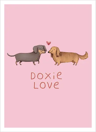 Zwei Lange Hunde Verliebt Rotes Herz Süße Illustration