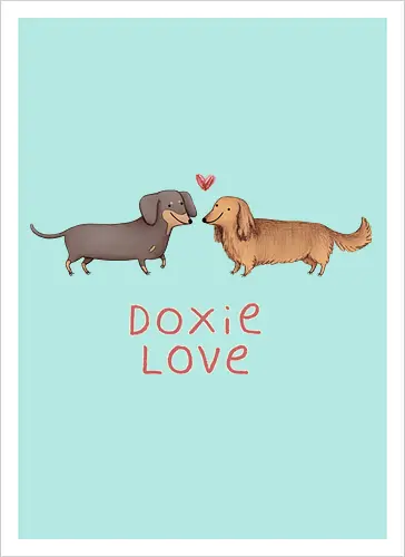 Zwei Lange Hunde Verliebt Rotes Herz Süße Illustration