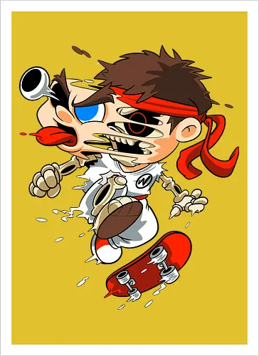 Freaky Skate Kämpfer - Underground Horror Games Kunst