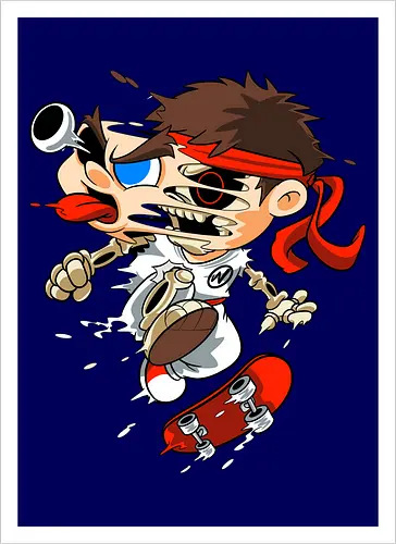 Freaky Skate Kämpfer - Underground Horror Games Kunst