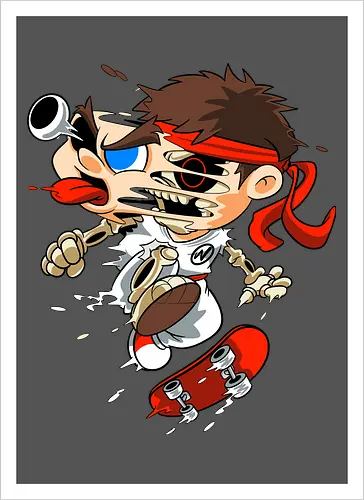 Freaky Skate Kämpfer - Underground Horror Games Kunst