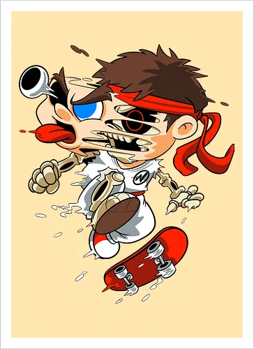 Freaky Skate Kämpfer - Underground Horror Games Kunst