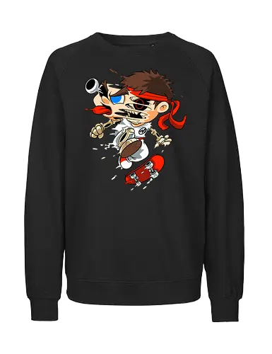 Freaky Skate Kämpfer - Underground Horror Games Kunst - Horror Skate Kämpfer, freaky Games Kunst, Skelett Kämpfer, Ryu Street Fighter, skate, Street Fighter horror, Ryu zumbie, art geek games, Capcom fan art, Street Fighter t-shirt, cartoon horror games, rotes Stirnband Horror, Underground Games Kunst, Cartoon Horror Kampf, Geek Games Druck, Zombie Skate Kämpfer, alternative Kampf Kunst, Horror Game Kunst, Freak Cartoon Kämpfer, urbaner Games Druck, Pop Art Games Horror, Kampf Charakter Horror, Skate Cartoon Horror - Fairtrade Sweatshirt