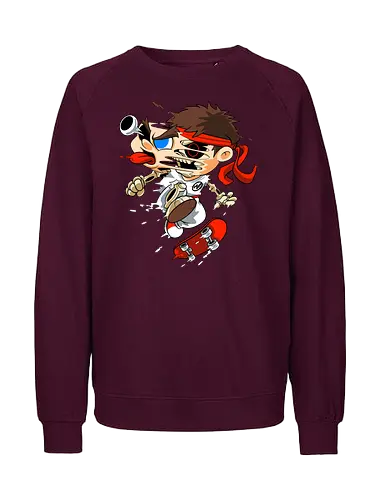Freaky Skate Kämpfer - Underground Horror Games Kunst - Horror Skate Kämpfer, freaky Games Kunst, Skelett Kämpfer, Ryu Street Fighter, skate, Street Fighter horror, Ryu zumbie, art geek games, Capcom fan art, Street Fighter t-shirt, cartoon horror games, rotes Stirnband Horror, Underground Games Kunst, Cartoon Horror Kampf, Geek Games Druck, Zombie Skate Kämpfer, alternative Kampf Kunst, Horror Game Kunst, Freak Cartoon Kämpfer, urbaner Games Druck, Pop Art Games Horror, Kampf Charakter Horror, Skate Cartoon Horror - Fairtrade Sweatshirt
