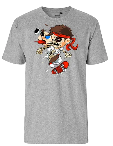 Freaky Skate Kämpfer - Underground Horror Games Kunst - Horror Skate Kämpfer, freaky Games Kunst, Skelett Kämpfer, Ryu Street Fighter, skate, Street Fighter horror, Ryu zumbie, art geek games, Capcom fan art, Street Fighter t-shirt, cartoon horror games, rotes Stirnband Horror, Underground Games Kunst, Cartoon Horror Kampf, Geek Games Druck, Zombie Skate Kämpfer, alternative Kampf Kunst, Horror Game Kunst, Freak Cartoon Kämpfer, urbaner Games Druck, Pop Art Games Horror, Kampf Charakter Horror, Skate Cartoon Horror - Fairtrade T-Shirt