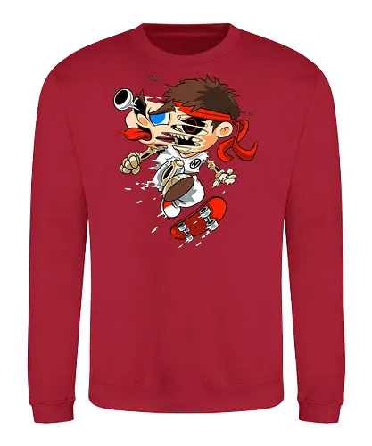 Freaky Skate Kämpfer - Underground Horror Games Kunst - Horror Skate Kämpfer, freaky Games Kunst, Skelett Kämpfer, Ryu Street Fighter, skate, Street Fighter horror, Ryu zumbie, art geek games, Capcom fan art, Street Fighter t-shirt, cartoon horror games, rotes Stirnband Horror, Underground Games Kunst, Cartoon Horror Kampf, Geek Games Druck, Zombie Skate Kämpfer, alternative Kampf Kunst, Horror Game Kunst, Freak Cartoon Kämpfer, urbaner Games Druck, Pop Art Games Horror, Kampf Charakter Horror, Skate Cartoon Horror - Sweatshirt