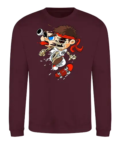 Freaky Skate Kämpfer - Underground Horror Games Kunst - Horror Skate Kämpfer, freaky Games Kunst, Skelett Kämpfer, Ryu Street Fighter, skate, Street Fighter horror, Ryu zumbie, art geek games, Capcom fan art, Street Fighter t-shirt, cartoon horror games, rotes Stirnband Horror, Underground Games Kunst, Cartoon Horror Kampf, Geek Games Druck, Zombie Skate Kämpfer, alternative Kampf Kunst, Horror Game Kunst, Freak Cartoon Kämpfer, urbaner Games Druck, Pop Art Games Horror, Kampf Charakter Horror, Skate Cartoon Horror - Sweatshirt