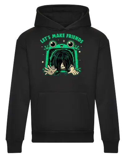 Let's Make Friends - Frog Tablet - haunted, scary movies, spooky, film, friendship, cursed, Frog tablet, toy, horror movies, funny, creepy cute, friends, ring - Heavyweight Hoodie