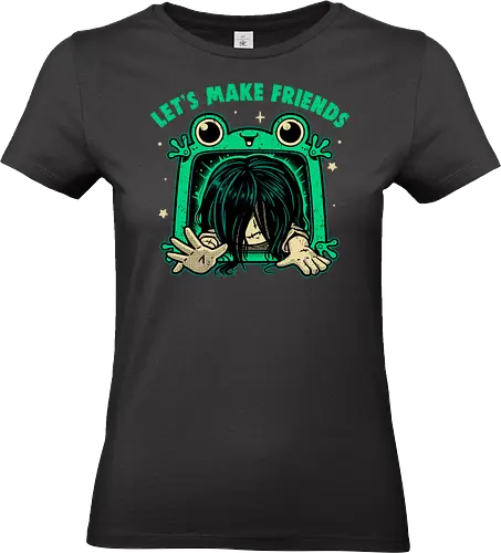 Let's Make Friends - Frog Tablet - haunted, scary movies, spooky, film, friendship, cursed, Frog tablet, toy, horror movies, funny, creepy cute, friends, ring - Standard T-Shirt (Women)