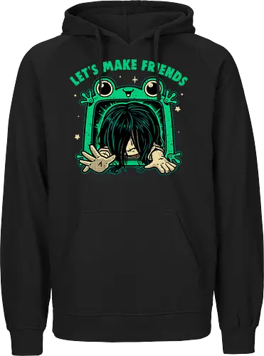 Let's Make Friends - Frog Tablet - haunted, scary movies, spooky, film, friendship, cursed, Frog tablet, toy, horror movies, funny, creepy cute, friends, ring - Fairtrade Hoodie