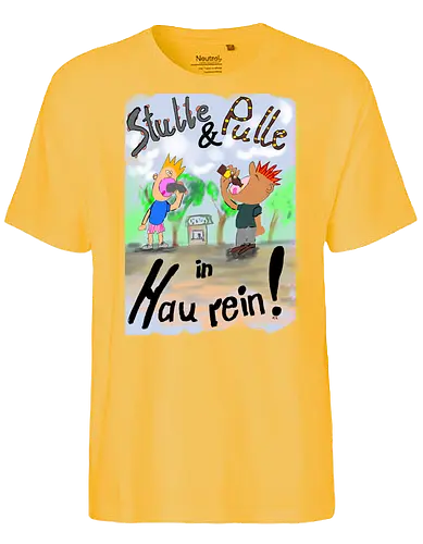 Stulle und Pulle - albern, Alkohol, Wurst, Brot, Brotzeit, Büdchen, Bier - Fairtrade T-Shirt