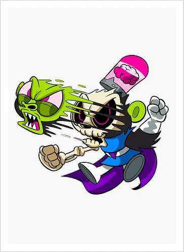 Grüner Genie-Affe Freaky - Underground Horror Cartoon Kunst