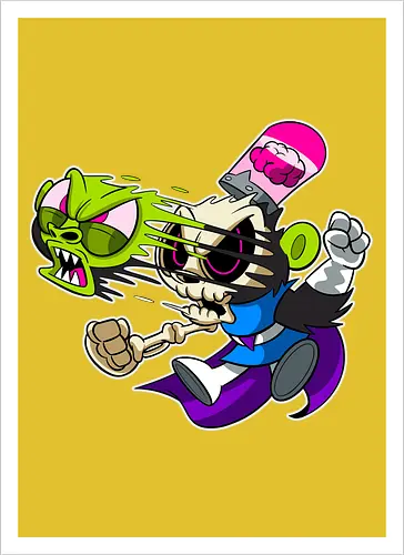 Grüner Genie-Affe Freaky - Underground Horror Cartoon Kunst