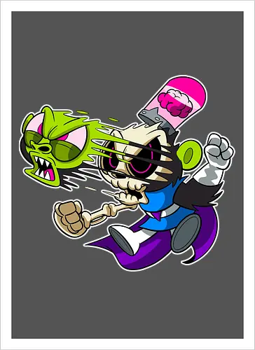 Grüner Genie-Affe Freaky - Underground Horror Cartoon Kunst