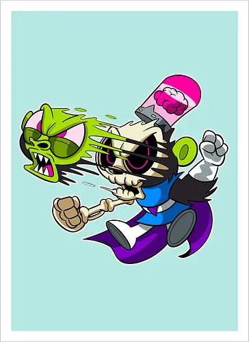 Grüner Genie-Affe Freaky - Underground Horror Cartoon Kunst