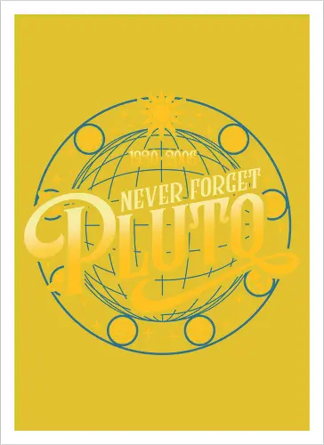Never forget vintage - pluto, solar system, moon, planets, sun, retro, vintage, funny - Artprint