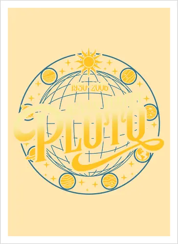 Never forget vintage - pluto, solar system, moon, planets, sun, retro, vintage, funny - Artprint