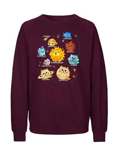Solar Cat System - solar system, animal, cat, cosmic, galaxy, kitten, nerds, pets, planets, space, space cats, space exploration, stars, sun, universe - Fairtrade Sweatshirt