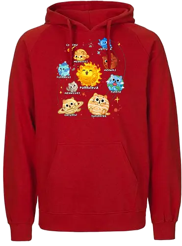 Solar Cat System - solar system, animal, cat, cosmic, galaxy, kitten, nerds, pets, planets, space, space cats, space exploration, stars, sun, universe - Fairtrade Hoodie