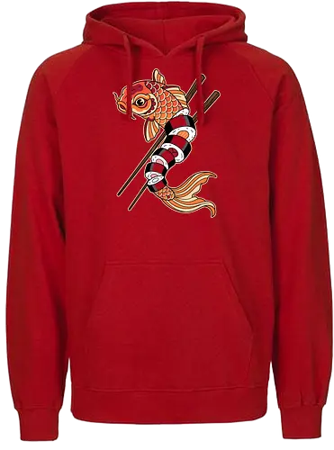 Fresh Catch: The Sushi Koi - sushi shirt, koi fish graphic tee, Japanese food apparel, funny sushi streetwear, Irezumi tattoo design, foodie clothing, maki roll shirt, Japanese aesthetic fashion, quirky graphic tee, chopsticks art - Fairtrade Hoodie