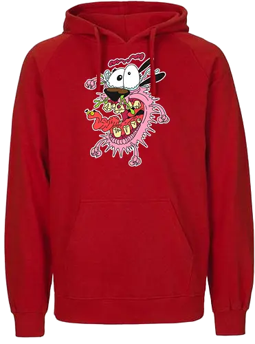 Freaky Pinker Hund - Surreale Cartoon Horror Underground - freaky pinker Hund Art, Courage the Cowardly Dog, Cartoon Network, John Dilworth, cartoon horror, surrealer Cartoon Horror Shirt, feiger Hund dunkles Shirt, Horror Cartoon 2000er, einzelnes Auge Hund Art, dunkles surreales Pop Art, alternativer freaky Hund, verrückte Cartoon Mode, Hund grüner Schleim Art, Underground dunkler Cartoon, Horror Nostalgie 2000er, Punk Hund Cartoon, alternative Cartoon Shirt, dunkle Retro surreale Art, chaotischer Cartoon Hund - Fairtrade Hoodie
