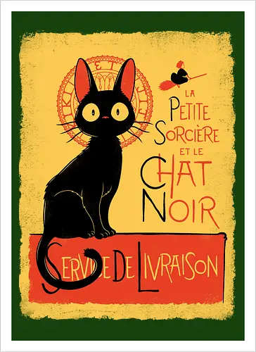 Black Cat & Little Witch - Vintage Parisian Anime