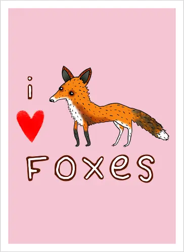 Illustrierter Roter Fuchs Herz Lustige Typografie Süß