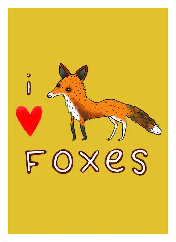 Illustrierter Roter Fuchs Herz Lustige Typografie Süß