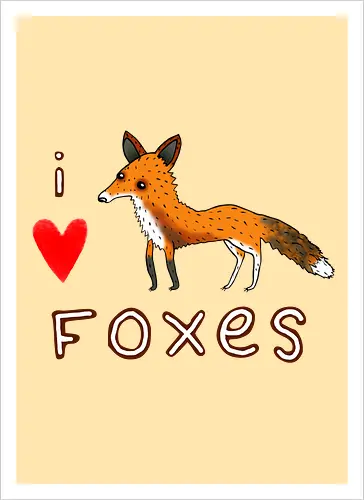 Illustrierter Roter Fuchs Herz Lustige Typografie Süß