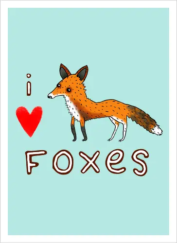 Illustrierter Roter Fuchs Herz Lustige Typografie Süß
