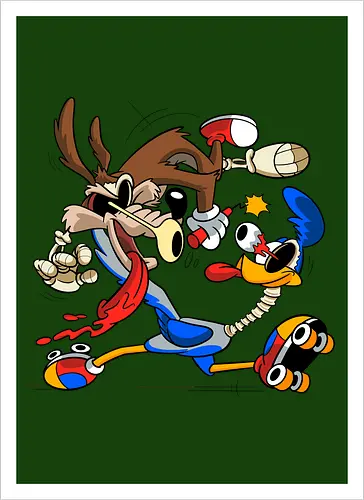 Freaky Kojote & Vogel Duo - Cartoon Horror Underground Art