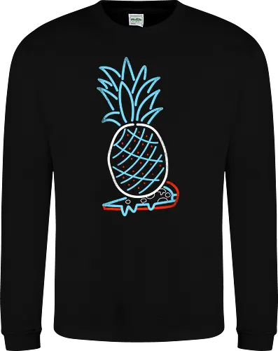 Pineapple on Pizza - Pineapple on Pizza, pizza, foodie, minimal, funny, neon sign, 80s, retro - Sweatshirt