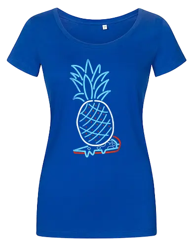Pineapple on Pizza - Pineapple on Pizza, pizza, foodie, minimal, funny, neon sign, 80s, retro - Women T-Shirt