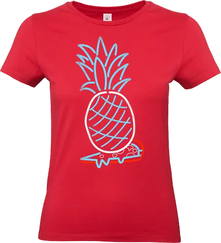 Pineapple on Pizza - Pineapple on Pizza, pizza, foodie, minimal, funny, neon sign, 80s, retro - Standard T-Shirt (Women)