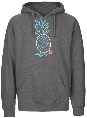 Pineapple on Pizza - Pineapple on Pizza, pizza, foodie, minimal, funny, neon sign, 80s, retro - Fairtrade Hoodie