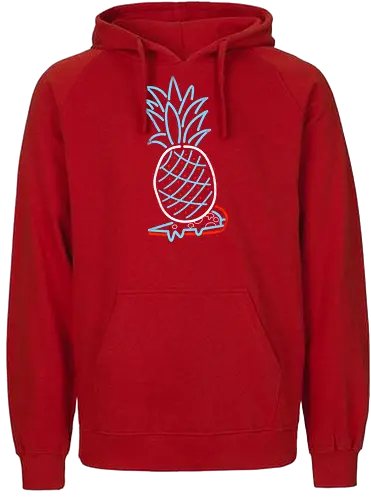 Pineapple on Pizza - Pineapple on Pizza, pizza, foodie, minimal, funny, neon sign, 80s, retro - Fairtrade Hoodie