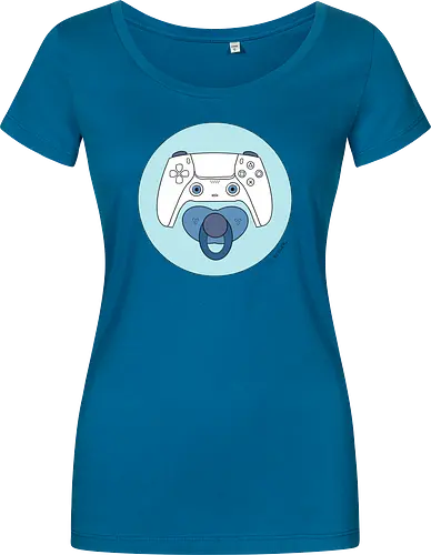 Cuteroller blau - Caricatura, Ruth Hebler, Controller, Baby, Schnuller, Gaming - Women T-Shirt