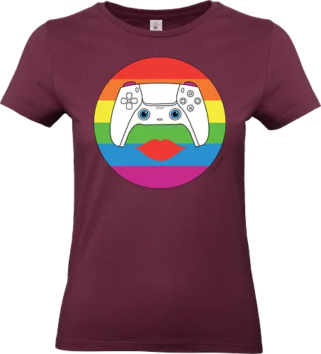 Cuteroller Rainbow - Caricatura, Ruth Hebler, Controller, Regenbogen, Rainbow, Pride, Queer, LGBTQIA+, Diversität, Gaming - Standard T-Shirt (Women)