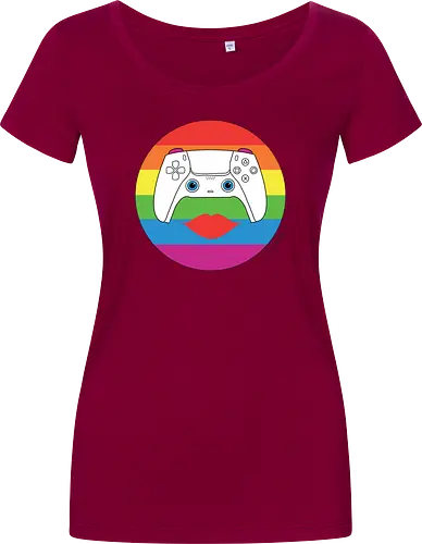 Cuteroller Rainbow - Caricatura, Ruth Hebler, Controller, Regenbogen, Rainbow, Pride, Queer, LGBTQIA+, Diversität, Gaming - Women T-Shirt
