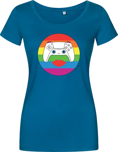 Cuteroller Rainbow - Caricatura, Ruth Hebler, Controller, Regenbogen, Rainbow, Pride, Queer, LGBTQIA+, Diversität, Gaming - Women T-Shirt