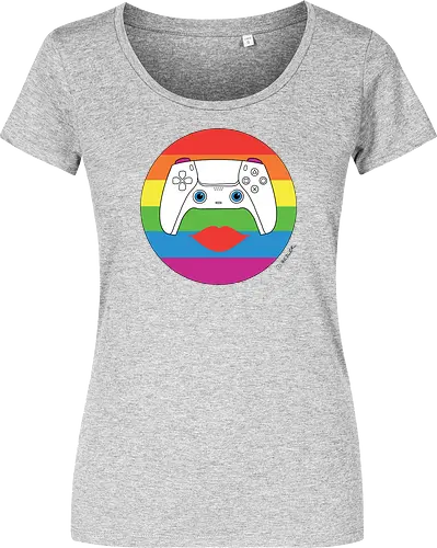 Cuteroller Rainbow - Caricatura, Ruth Hebler, Controller, Regenbogen, Rainbow, Pride, Queer, LGBTQIA+, Diversität, Gaming - Women T-Shirt
