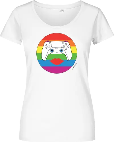 Cuteroller Rainbow - Caricatura, Ruth Hebler, Controller, Regenbogen, Rainbow, Pride, Queer, LGBTQIA+, Diversität, Gaming - Women T-Shirt