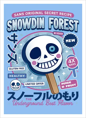 Snowdin Foroest Ice Cream - Tale, deltarune, muffet, sans, spider cider, indie game, video game, gaming, rpg, flowey, mettaton, gamer, papyrus, toriel, asgore, coffee - Artprint