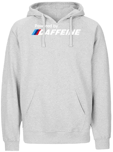 Powered by Caffeine - Coffee lover, caffeine, cars, powered by, tired, always tired, power, dad gift, gift car mode - Fairtrade Hoodie