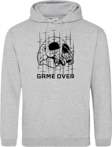 GAME_OVER // NULL_BLACK - Game Over, Skull, Totenkopf, Dunkelheit, Nichts, Void, Horror Art, Cyberpunk, Glitch Art, Retro Gaming, Geek, Nerd, Arcade, LAN Party, Streamer, Null Black, Techwear, Dark Gaming, Gaming Shirt, Retro Games, Vector Art - Standard Hoodie