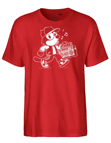 Hip Hop Cat - hiphop, streetwear, urban, cat, music, rapper, rap, boombox, radio, dj, breakdance, bboy, graffiti, retro, vintage, oldschool, classic, street, cute, kawaii, animal, feline, illustration, graphic, monochrome, black, nostalgia, culture, style, vinyl - Fairtrade T-Shirt
