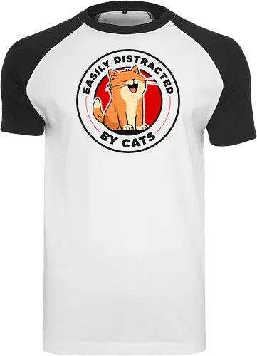 Katzen Lenken Mich Leicht Ab Lustiges Katzenliebhaber Design  - Katzenliebhaber, lustige Katze, leicht abgelenkt von Katzen, Geschenk Katzenmama, Geschenk Katzenpapa, orange Tabby Katze, süßes Katzendesign, Katzen Abzeichen Logo, Retro Katze, verrückte Katzenfrau, Geschenk Katzenbesitzer, Tierliebhaber, Katzenhumor, lustiges Tierzitat, Geschenk für Katzenmenschen, Tabby Katzenliebhaber, katzenverrückt, Geschenk für Katzenliebhaber, Tierfreund, Katzenfan, süßes Kätzchen Design, Katzenzitat, Vintage Abzeichen Katze, Geburtstagsgeschenk Katzenliebhaber, Geschenk Tiermama - Raglan T-Shirt