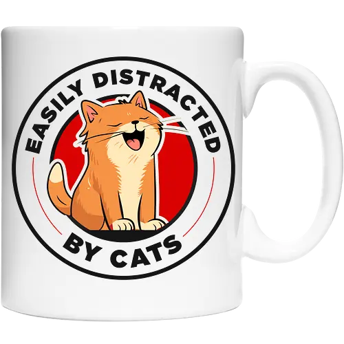 Katzen Lenken Mich Leicht Ab Lustiges Katzenliebhaber Design  - Katzenliebhaber, lustige Katze, leicht abgelenkt von Katzen, Geschenk Katzenmama, Geschenk Katzenpapa, orange Tabby Katze, süßes Katzendesign, Katzen Abzeichen Logo, Retro Katze, verrückte Katzenfrau, Geschenk Katzenbesitzer, Tierliebhaber, Katzenhumor, lustiges Tierzitat, Geschenk für Katzenmenschen, Tabby Katzenliebhaber, katzenverrückt, Geschenk für Katzenliebhaber, Tierfreund, Katzenfan, süßes Kätzchen Design, Katzenzitat, Vintage Abzeichen Katze, Geburtstagsgeschenk Katzenliebhaber, Geschenk Tiermama - Cup
